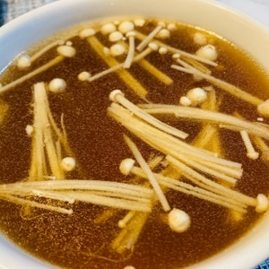 大豆とキノコのしょうゆスープ